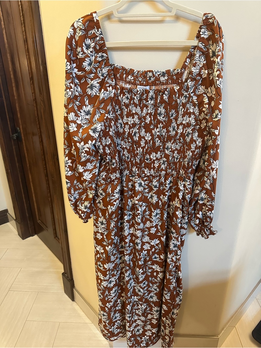 La Ligne for Target Floral Smocked Long-Sleeve Midi Dress